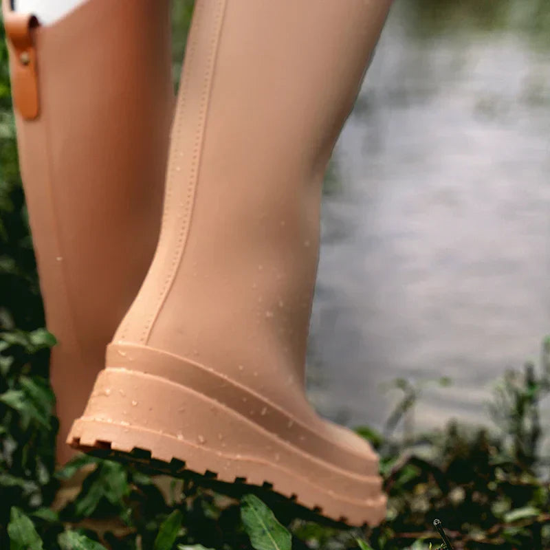 Women's Tall Waterproof Rain Boots with Comfort Sole