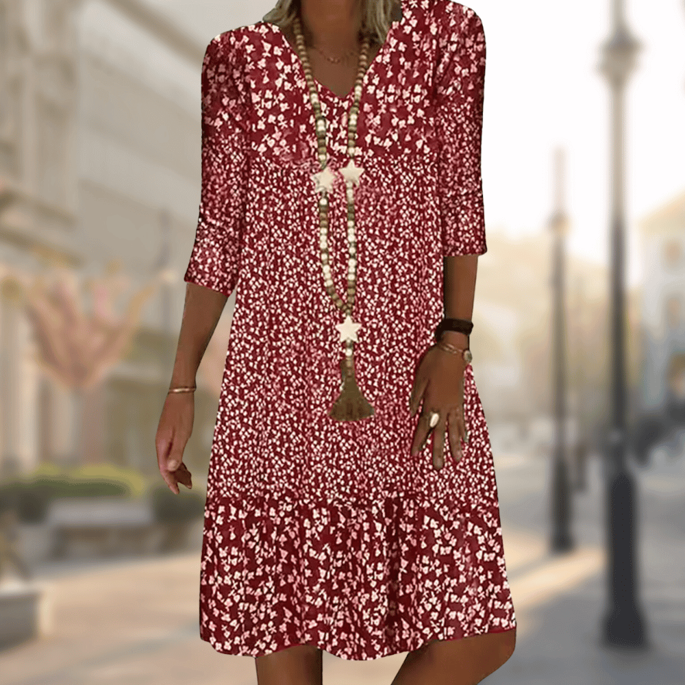 Women's V-Neck A-Line Midi Dress