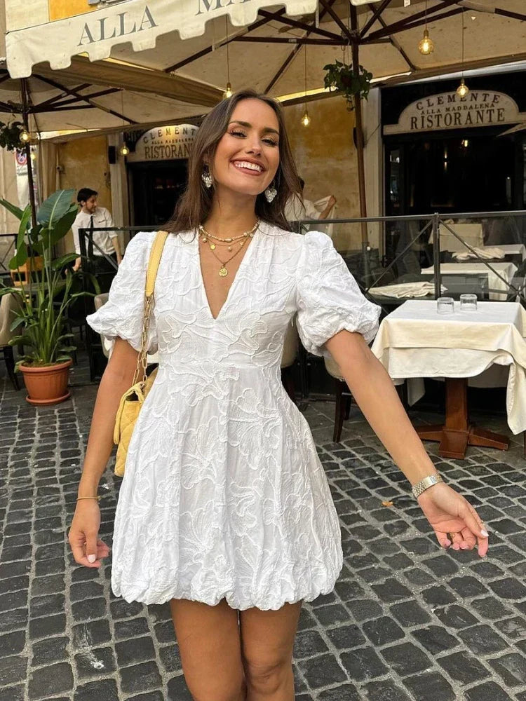 Women's V-Neck A-Line Mini Dress