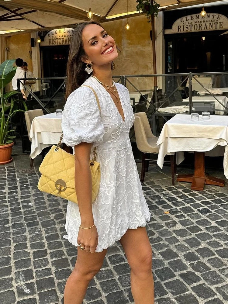 Women's V-Neck A-Line Mini Dress