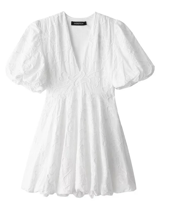 Women's V-Neck A-Line Mini Dress
