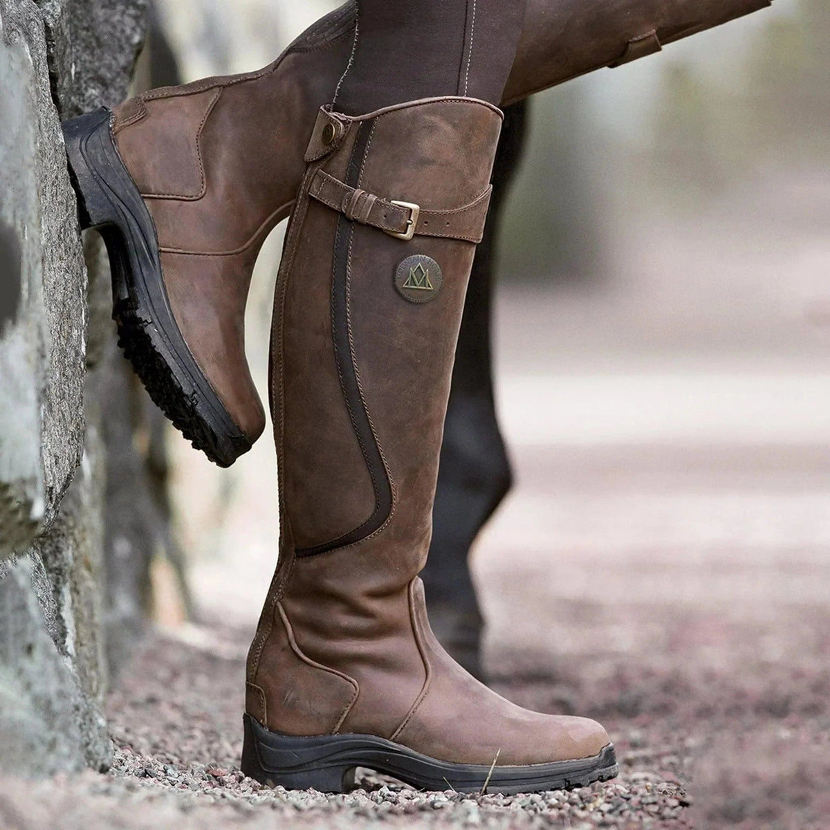 Women's Waterproof Winter High-Shaft Riding Boots with Buckle Detail