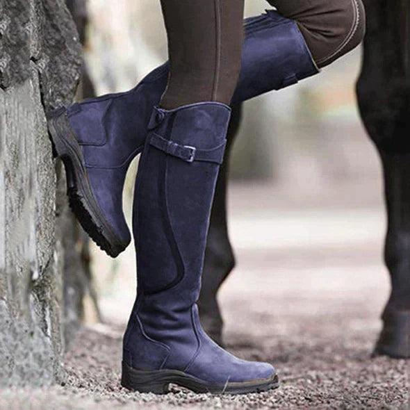 Women's Waterproof Winter High-Shaft Riding Boots with Buckle Detail
