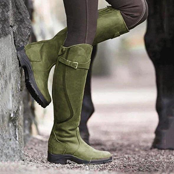 Women's Waterproof Winter High-Shaft Riding Boots with Buckle Detail