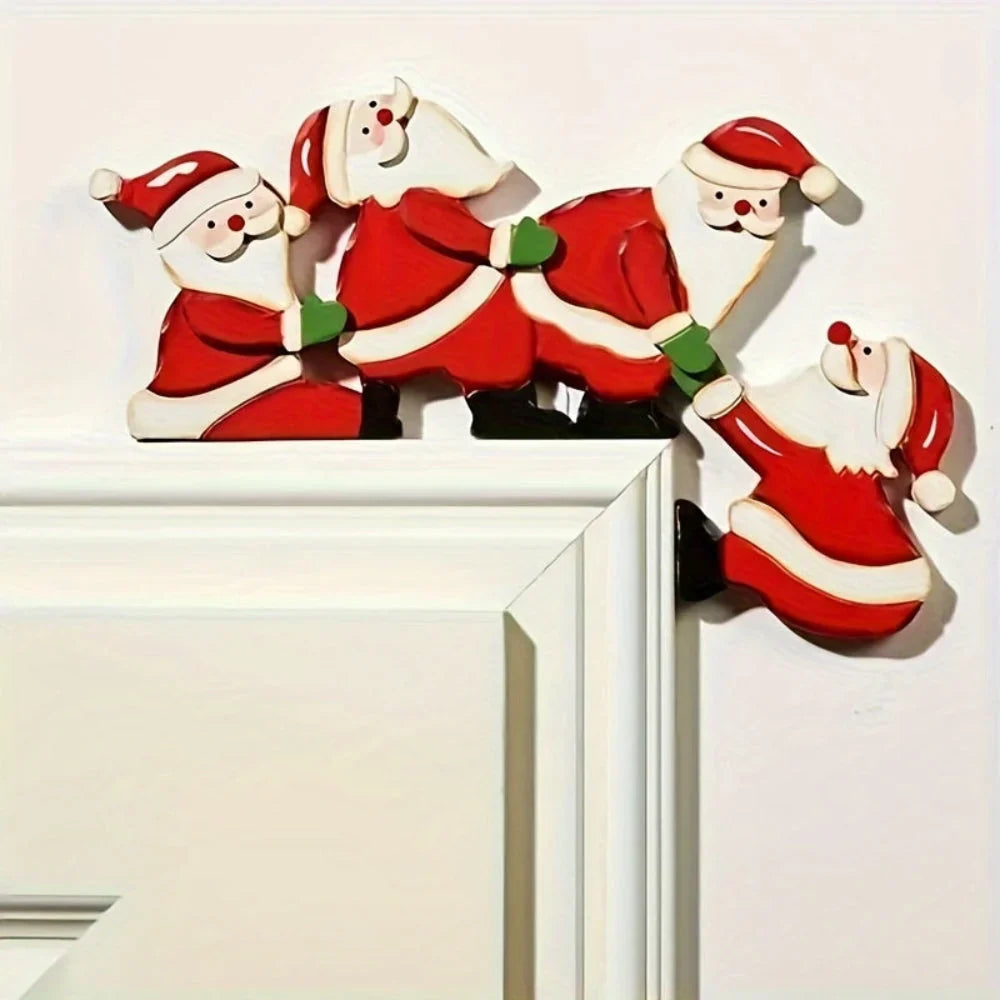 Wooden Cordless Christmas Door Frame Decoration with Reindeer Motif