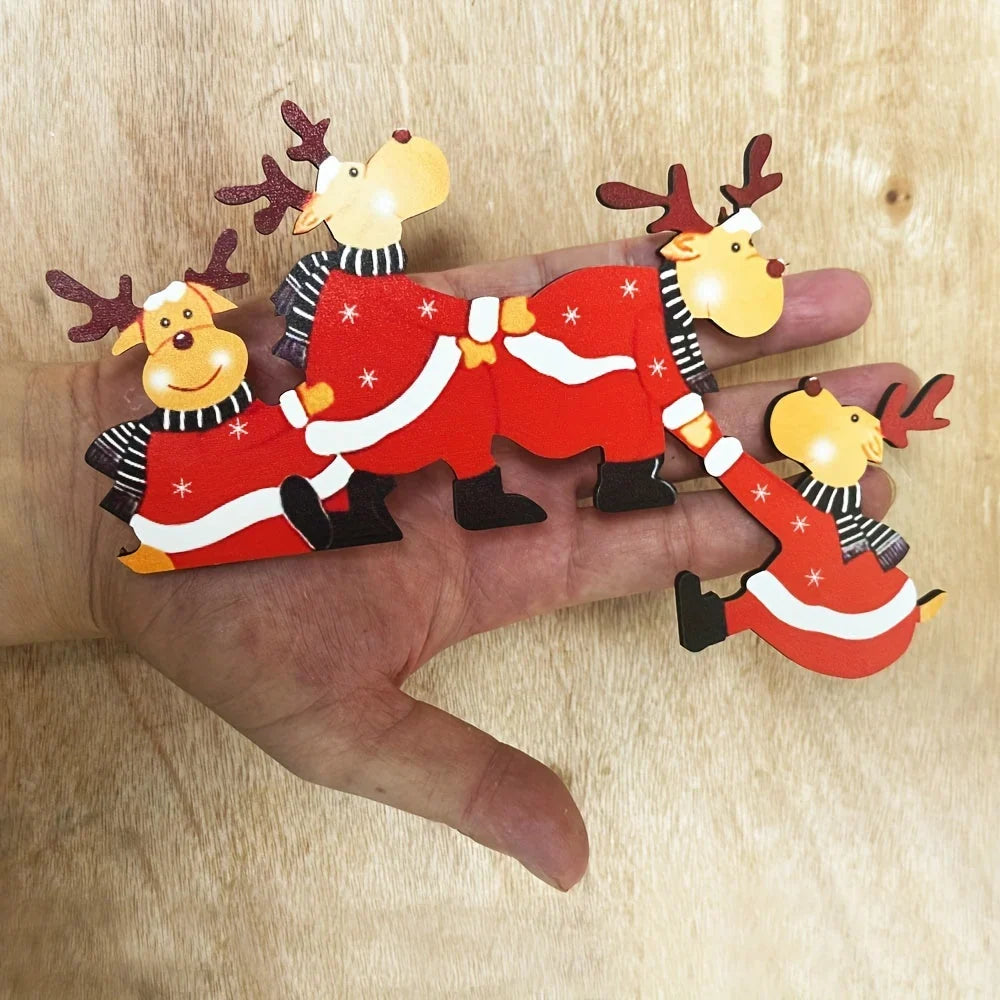 Wooden Cordless Christmas Door Frame Decoration with Reindeer Motif