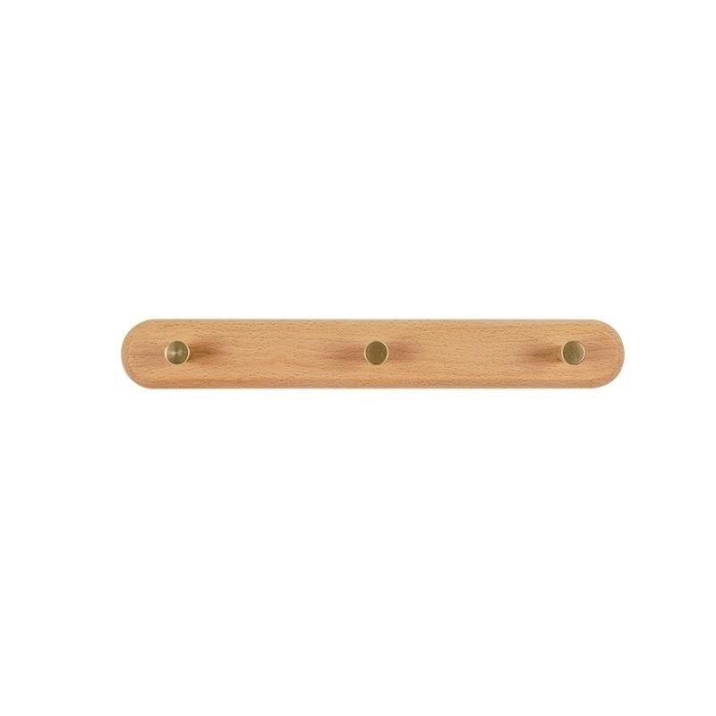 Wooden Wall Coat Rack with Brass Hooks - Modern & Stylish