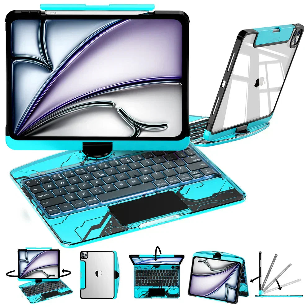 Y2K Pink Transparent 360-Degree Rotating Keyboard Case